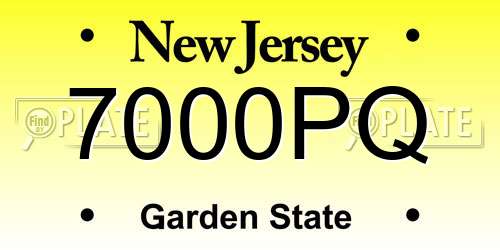 7000PQ New Jersey License Plate