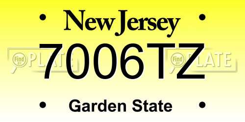 7006TZ New Jersey License Plate