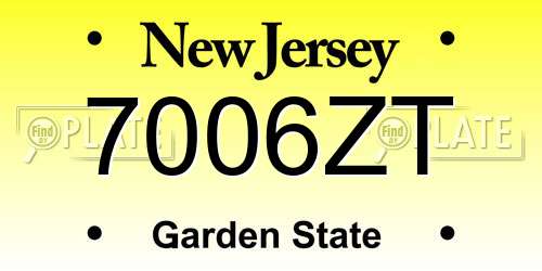 7006ZT New Jersey License Plate