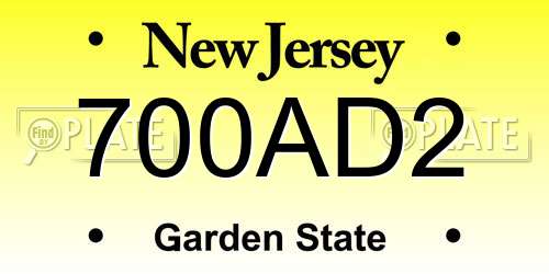 700AD2 New Jersey License Plate