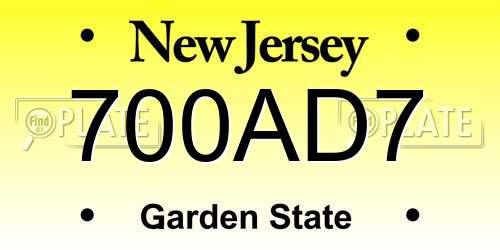 700AD7 New Jersey License Plate