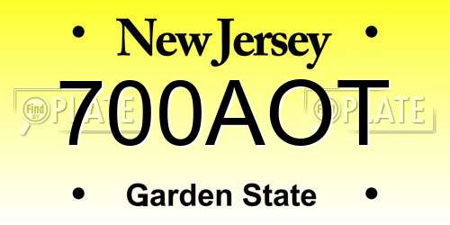 700AOT New Jersey License Plate