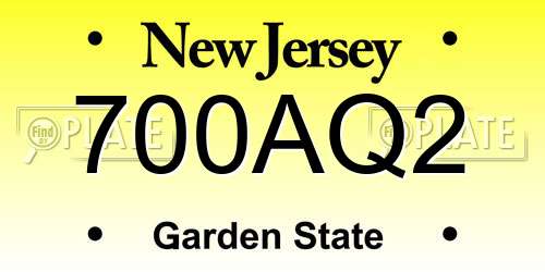 700AQ2 New Jersey License Plate