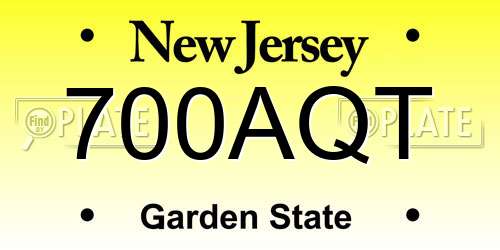 700AQT New Jersey License Plate