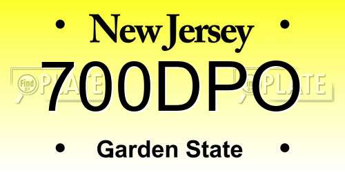 700DPO New Jersey License Plate