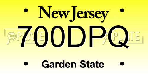 700DPQ New Jersey License Plate