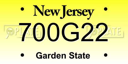 700G22 New Jersey License Plate