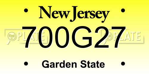 700G27 New Jersey License Plate