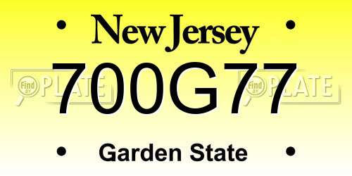 700G77 New Jersey License Plate