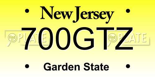 700GTZ New Jersey License Plate