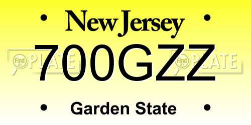 700GZZ New Jersey License Plate