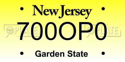 700OP0 New Jersey License Plate