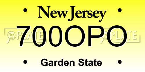 700OPO New Jersey License Plate