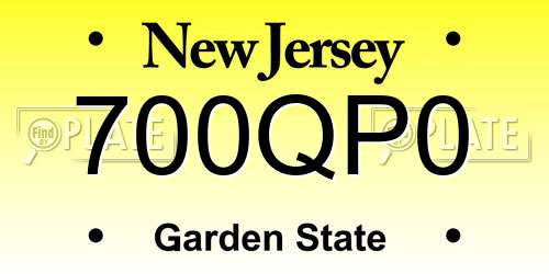 700QP0 New Jersey License Plate