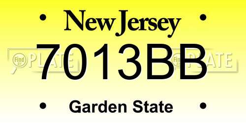 7013BB New Jersey License Plate