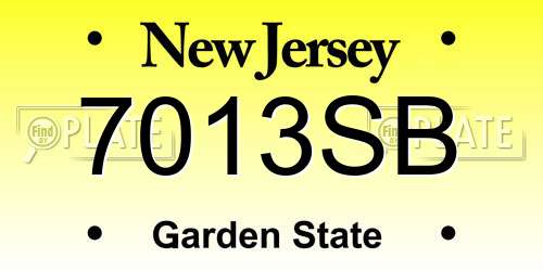 7013SB New Jersey License Plate