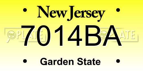 7014BA New Jersey License Plate