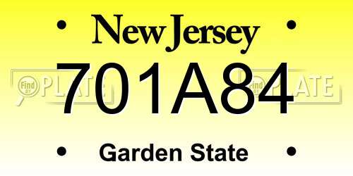 701A84 New Jersey License Plate