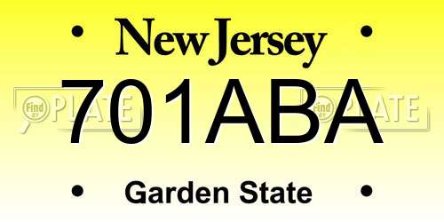 701ABA New Jersey License Plate