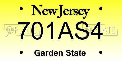 701AS4 New Jersey License Plate