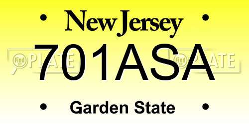 701ASA New Jersey License Plate