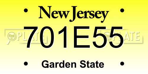 701E55 New Jersey License Plate
