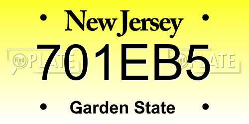 701EB5 New Jersey License Plate