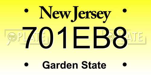 701EB8 New Jersey License Plate