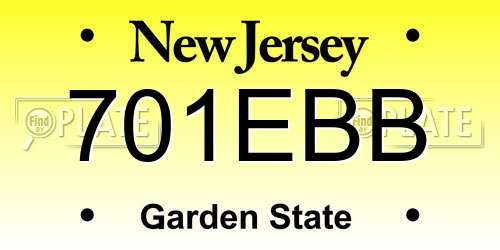 701EBB New Jersey License Plate