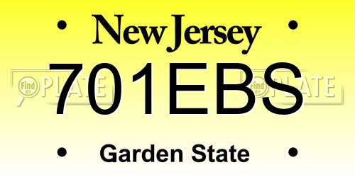 701EBS New Jersey License Plate