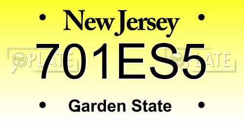 701ES5 New Jersey License Plate