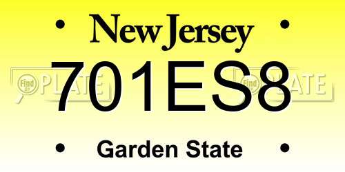 701ES8 New Jersey License Plate