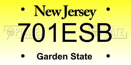 701ESB New Jersey License Plate