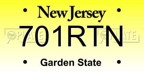 701RTN New Jersey License Plate