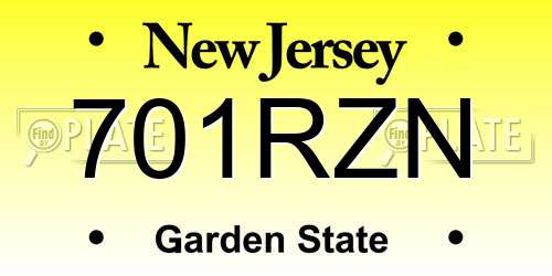 701RZN New Jersey License Plate