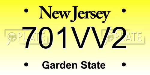 701VV2 New Jersey License Plate