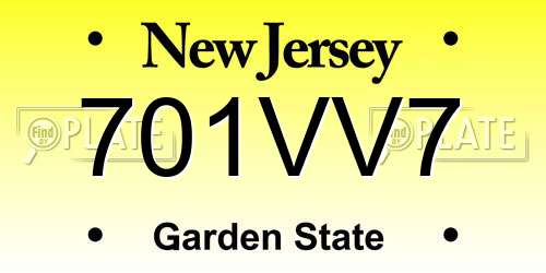 701VV7 New Jersey License Plate