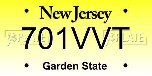 701VVT New Jersey License Plate
