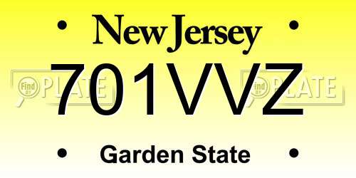 701VVZ New Jersey License Plate