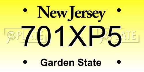 701XP5 New Jersey License Plate
