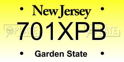 701XPB New Jersey License Plate