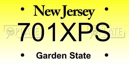 701XPS New Jersey License Plate