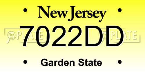 7022DD New Jersey License Plate