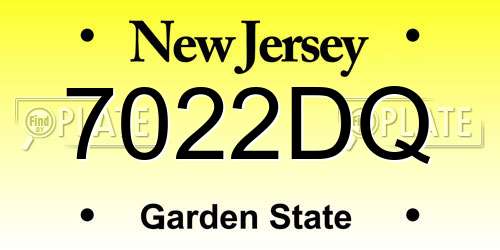 7022DQ New Jersey License Plate