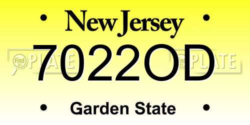 7022OD New Jersey License Plate