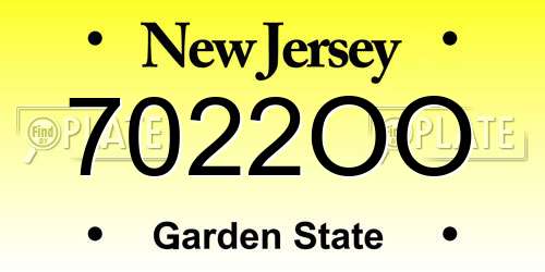7022OO New Jersey License Plate