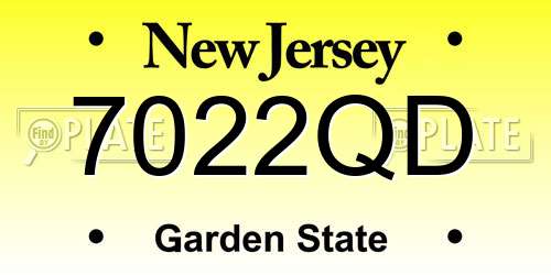 7022QD New Jersey License Plate