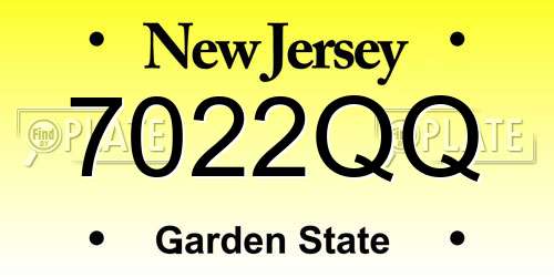 7022QQ New Jersey License Plate