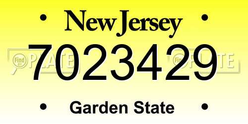 7023429 New Jersey License Plate