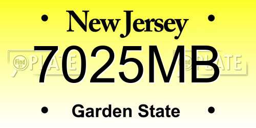7025MB New Jersey License Plate
